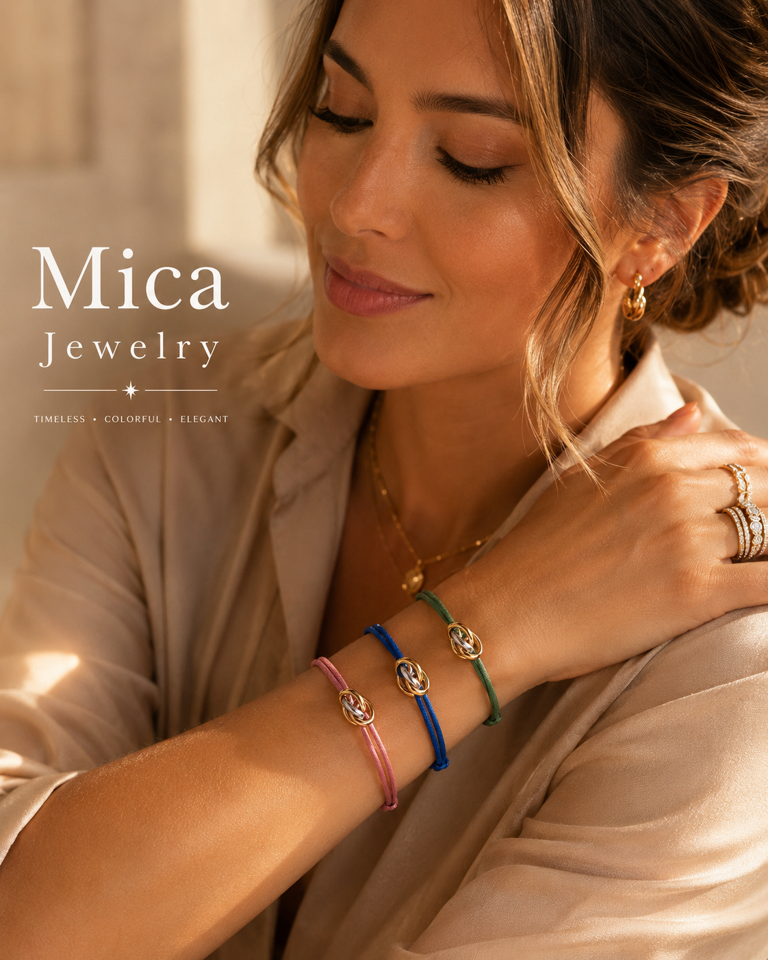 Pulsera de Nudo Entrelazado  Tricolor, 3 colores a escoger