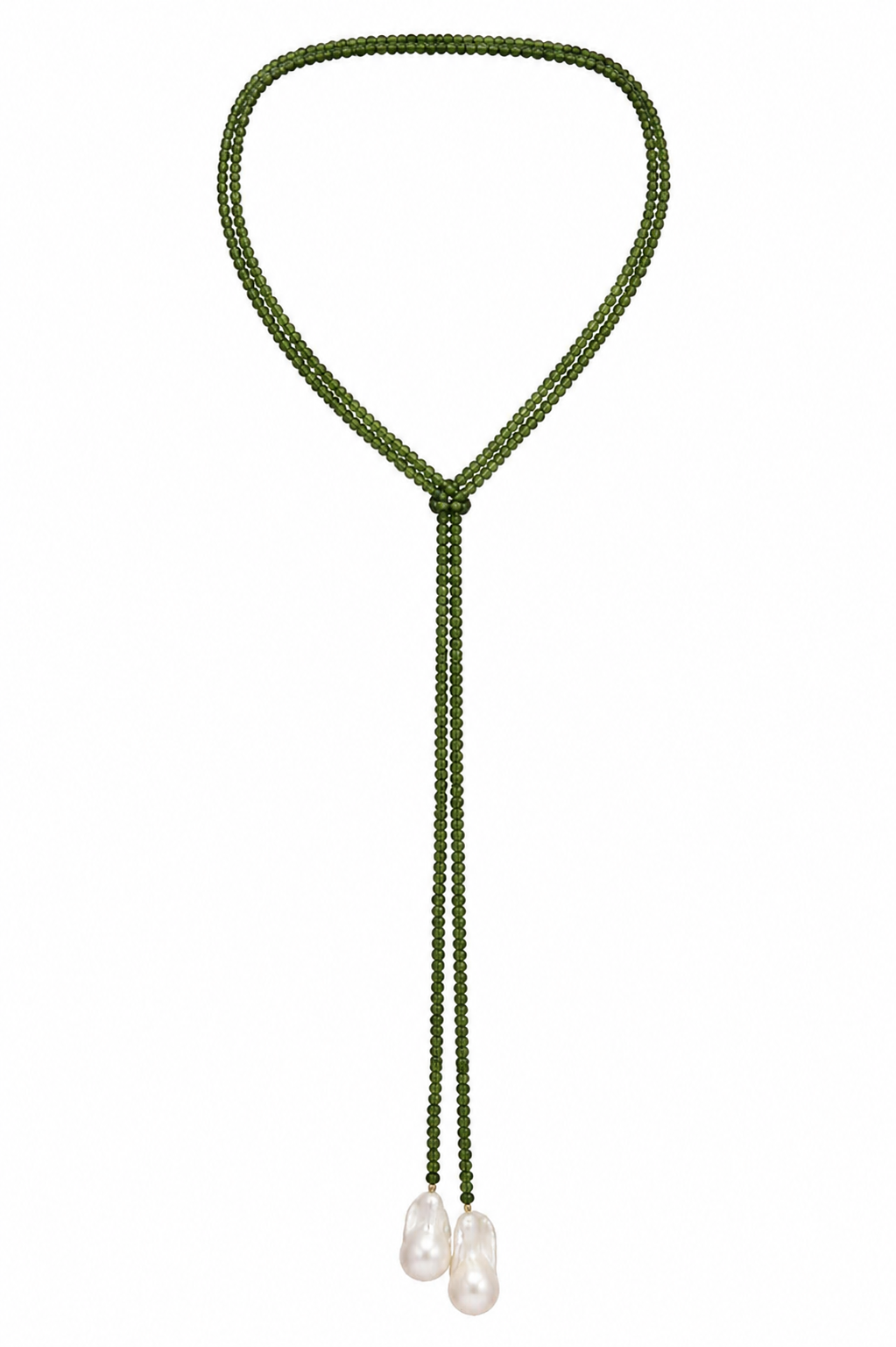 Green Pearl Lariat Necklace