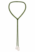 Green Pearl Lariat Necklace