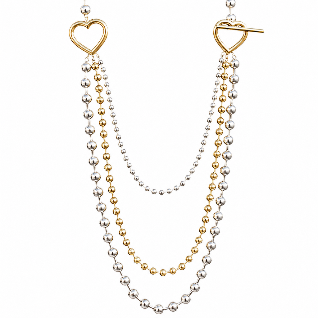 Corazón Dos Tonos Necklace- Corazón Plata Necklace